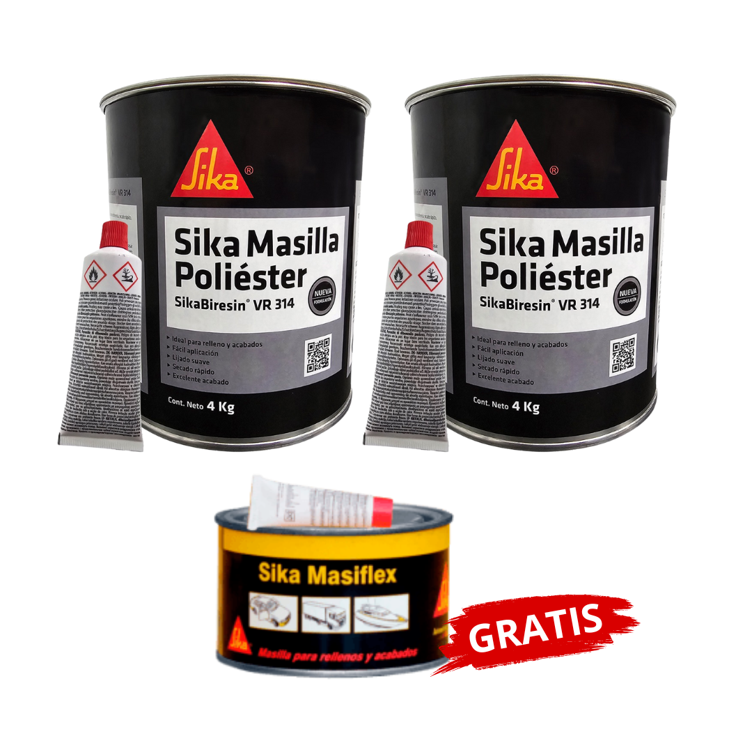 2 Sika Masilla Poliester para rellenos Gratis 1 Masiflex x 600 gr
