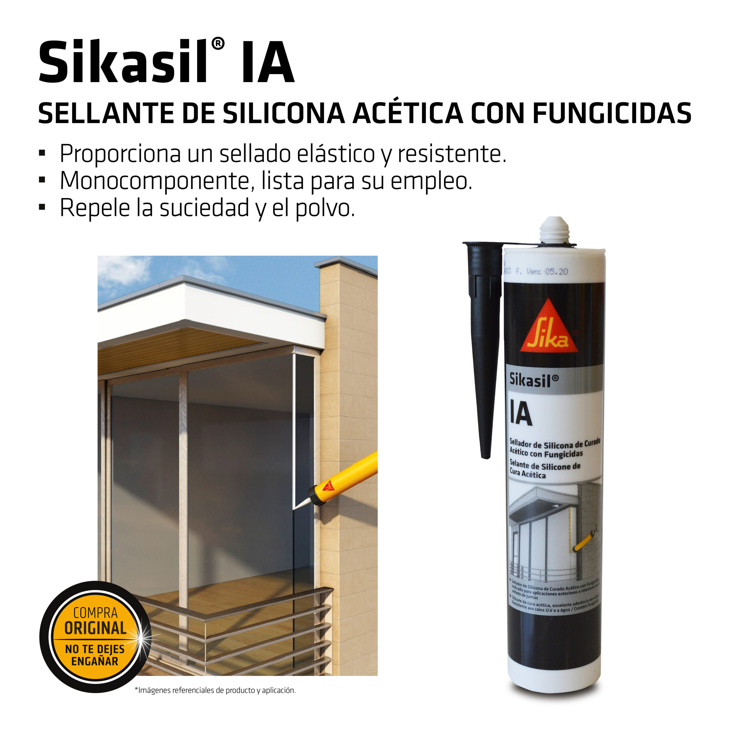 Silicona Acética Antihongos Sikasil IA x 280 ml