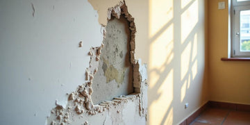 pared en mal estado con salitre e imperfecciones