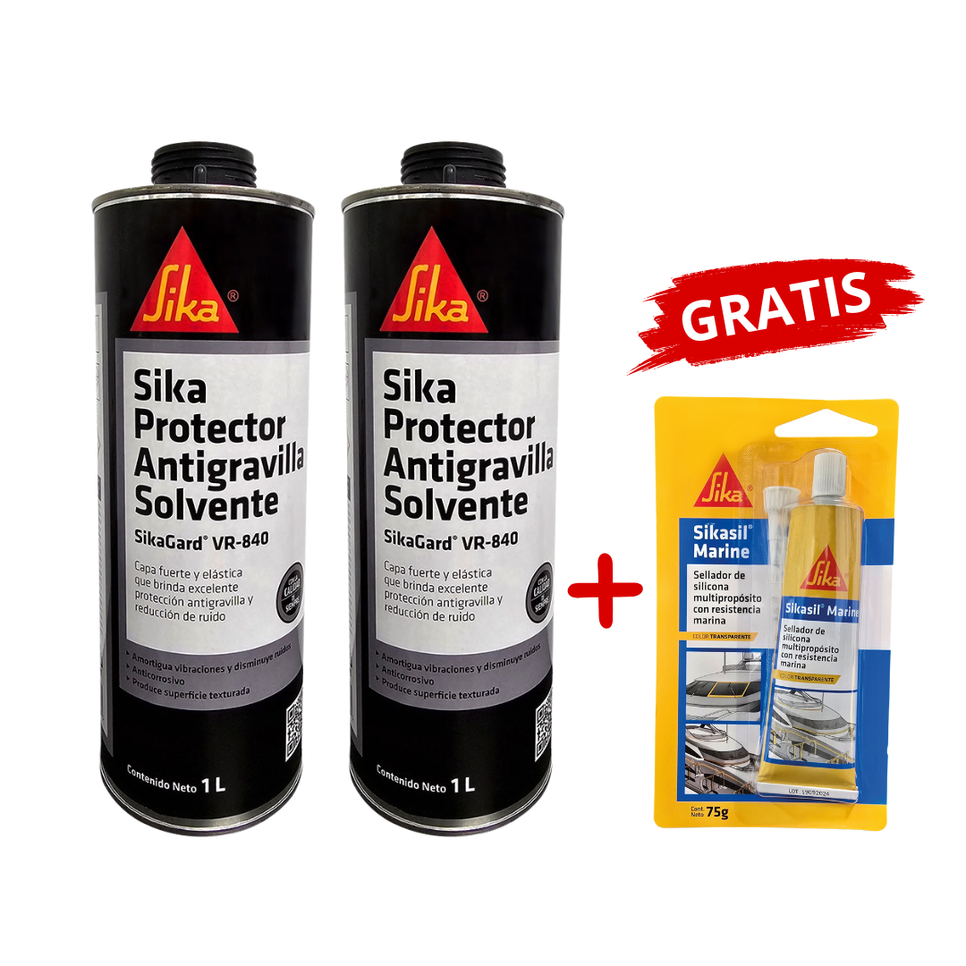 2 Resina protectora para autos Sika Antigravilla x1L + Sikasil Marine