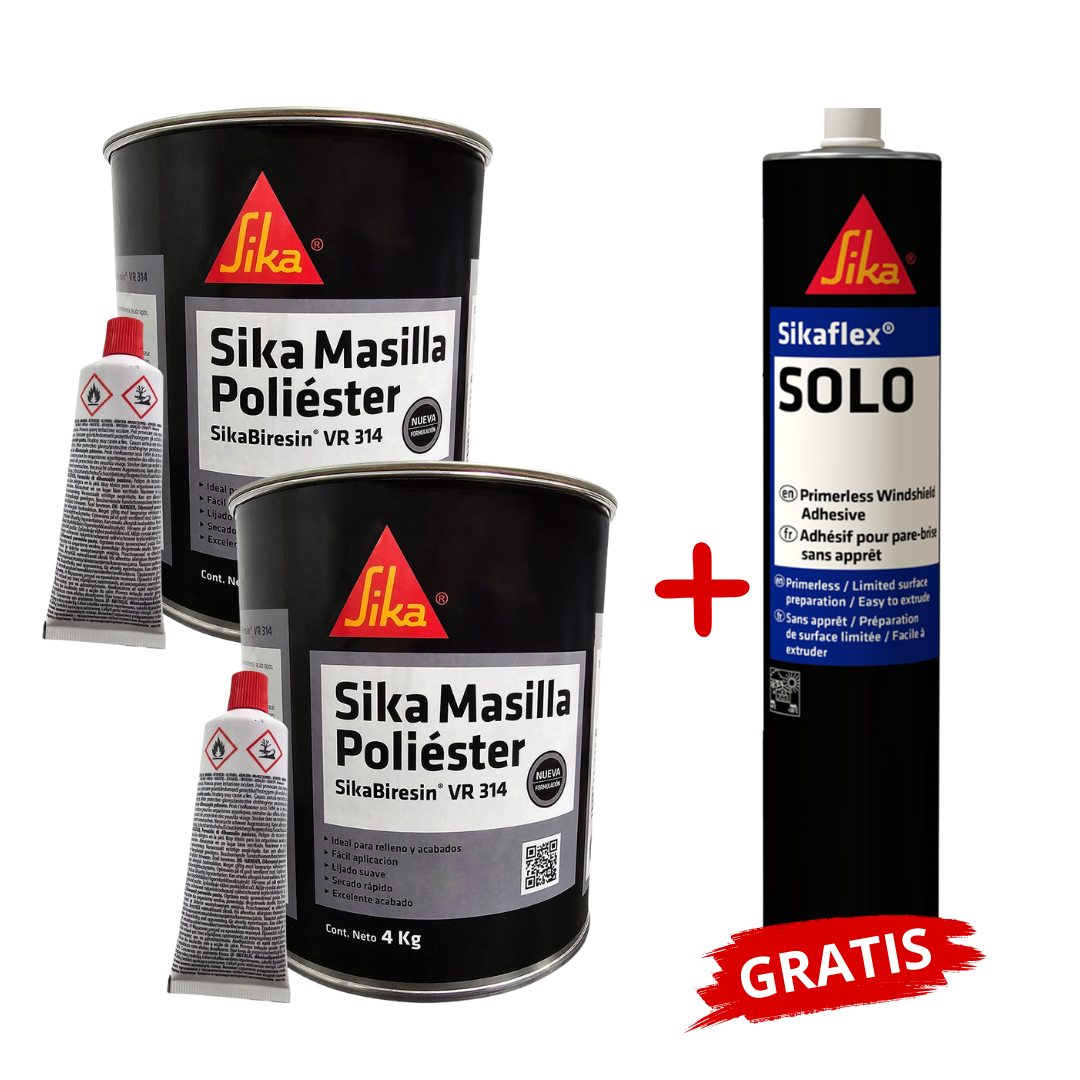 2 Sika Masilla Poliester para rellenos y acabados x4K+SikaflexSOLO