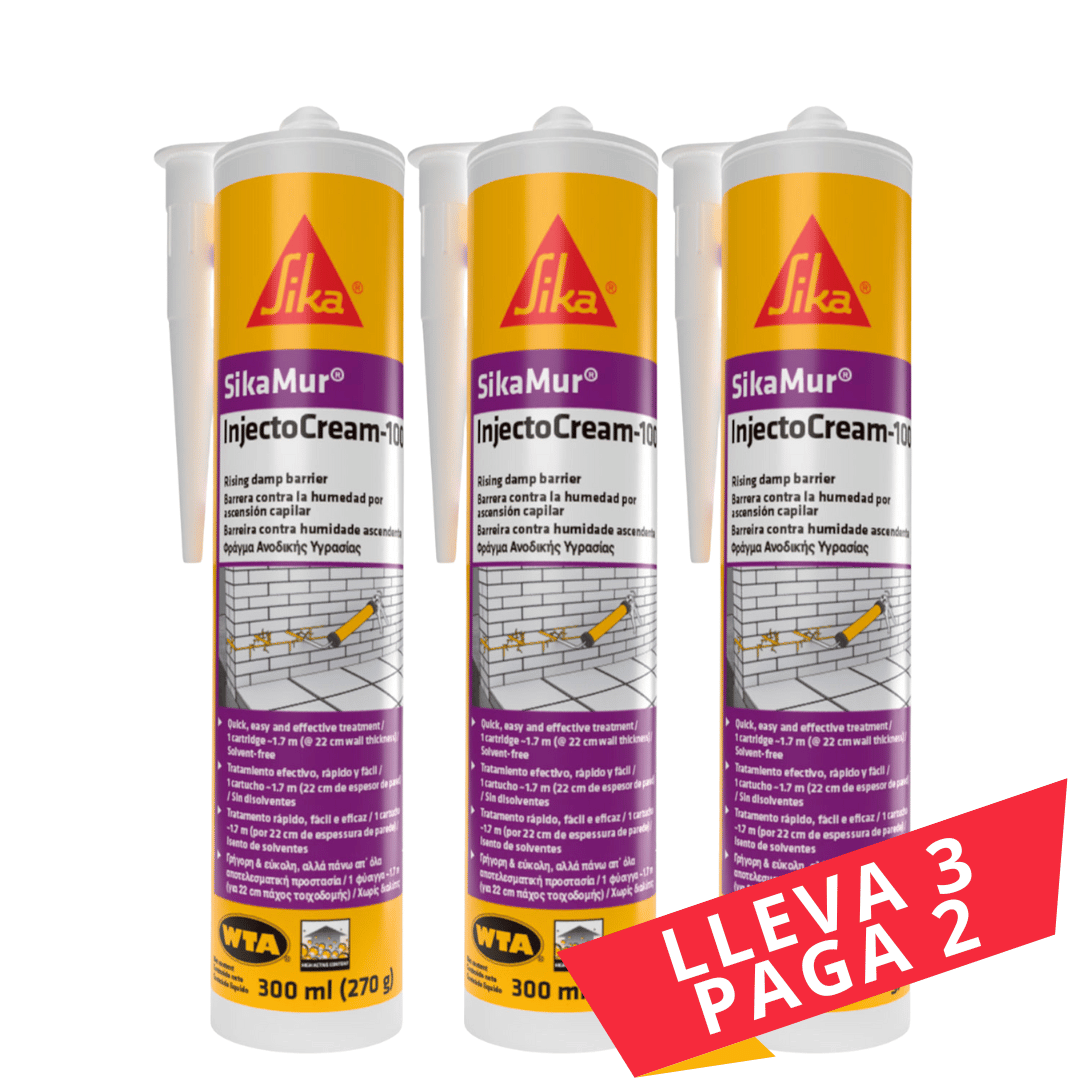 3x2 Barrera antihumedad ascendente SikaMur® InjectoCream-100 x 300ml