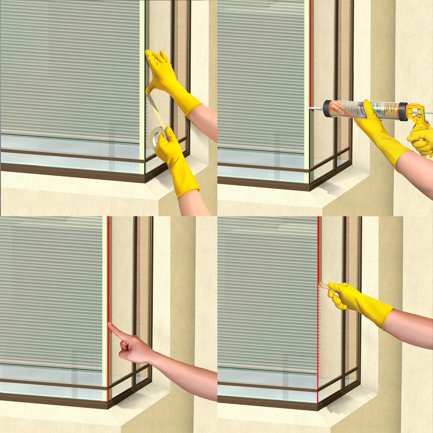Silicona Acética Para Puertas Y Ventanas Sikasil E Transparente x 280ml