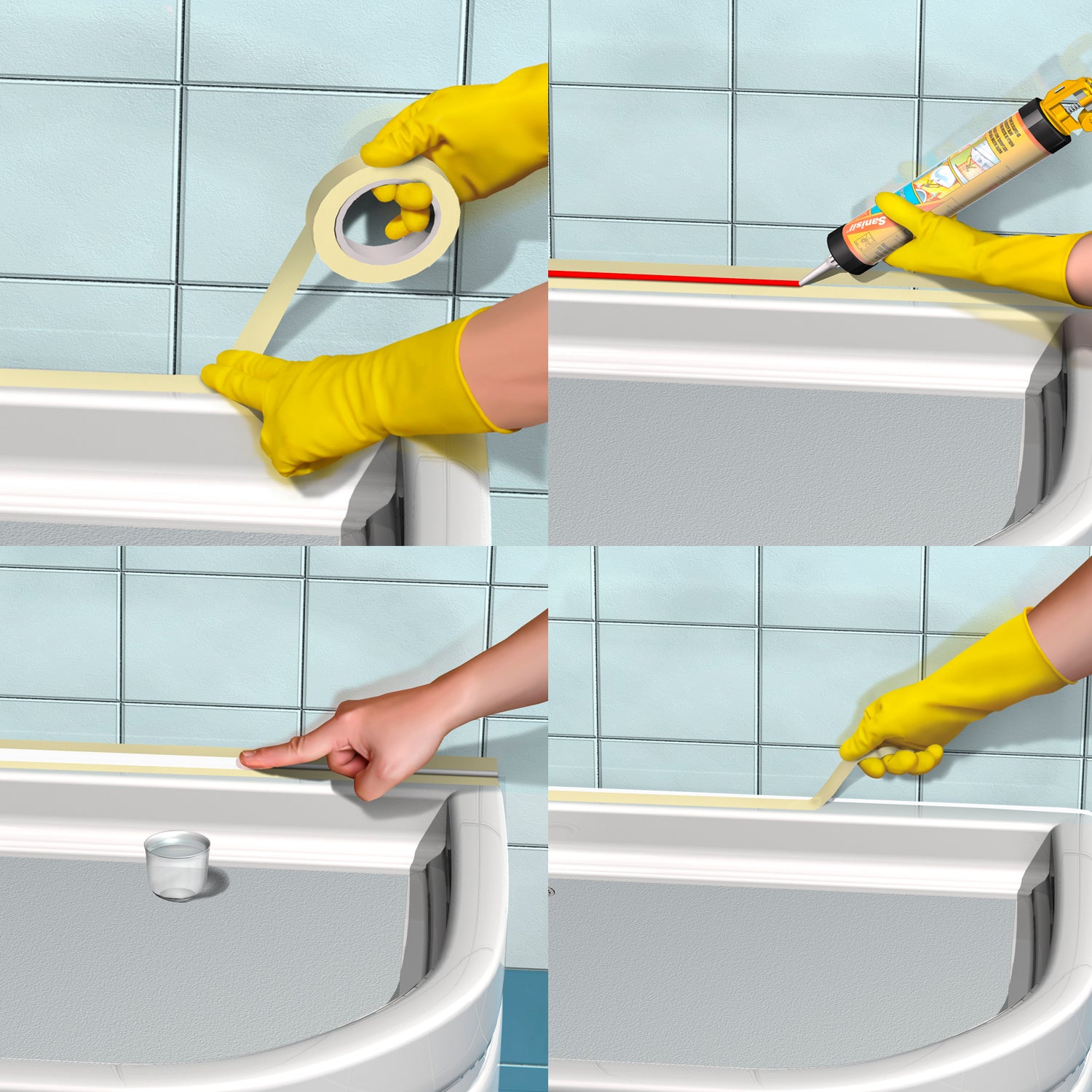 3x2 Sellador de Silicona con fungicida para baños y cocinas-Sika Seal®-133 Blanco