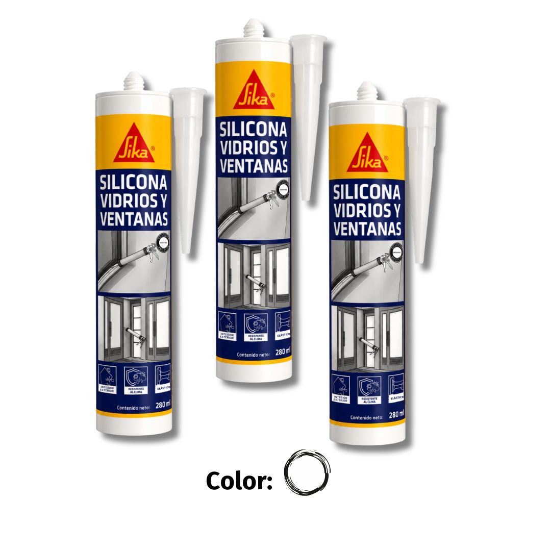 Pack 3  Sellador de Silicona para Vidrio y Aluminio Sika Seal-131 Blanco