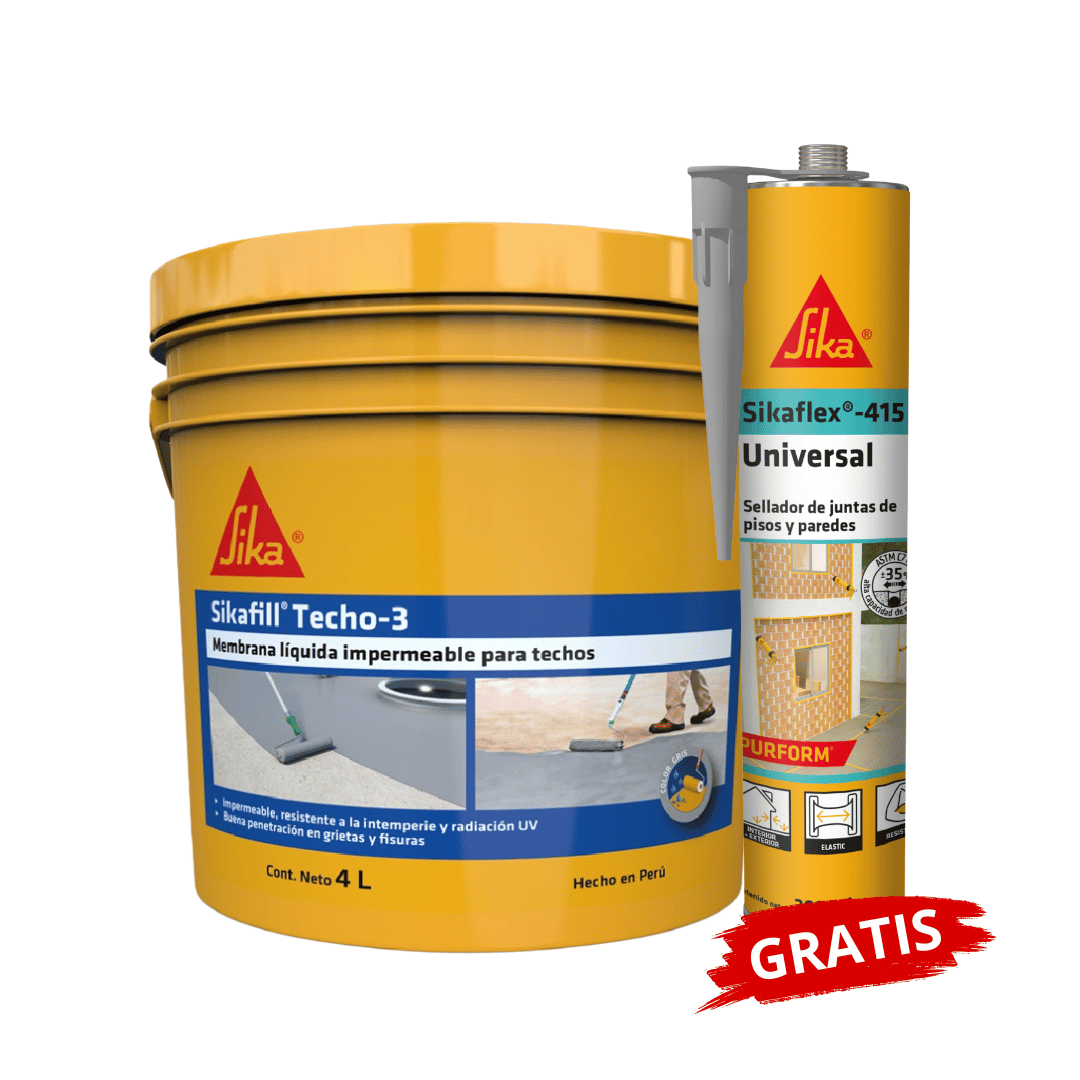 1 Impermeabilizante para techos Sikafill Techo 3 Gris x4L Gratis 1 Sikaflex 415 Gris x300ml