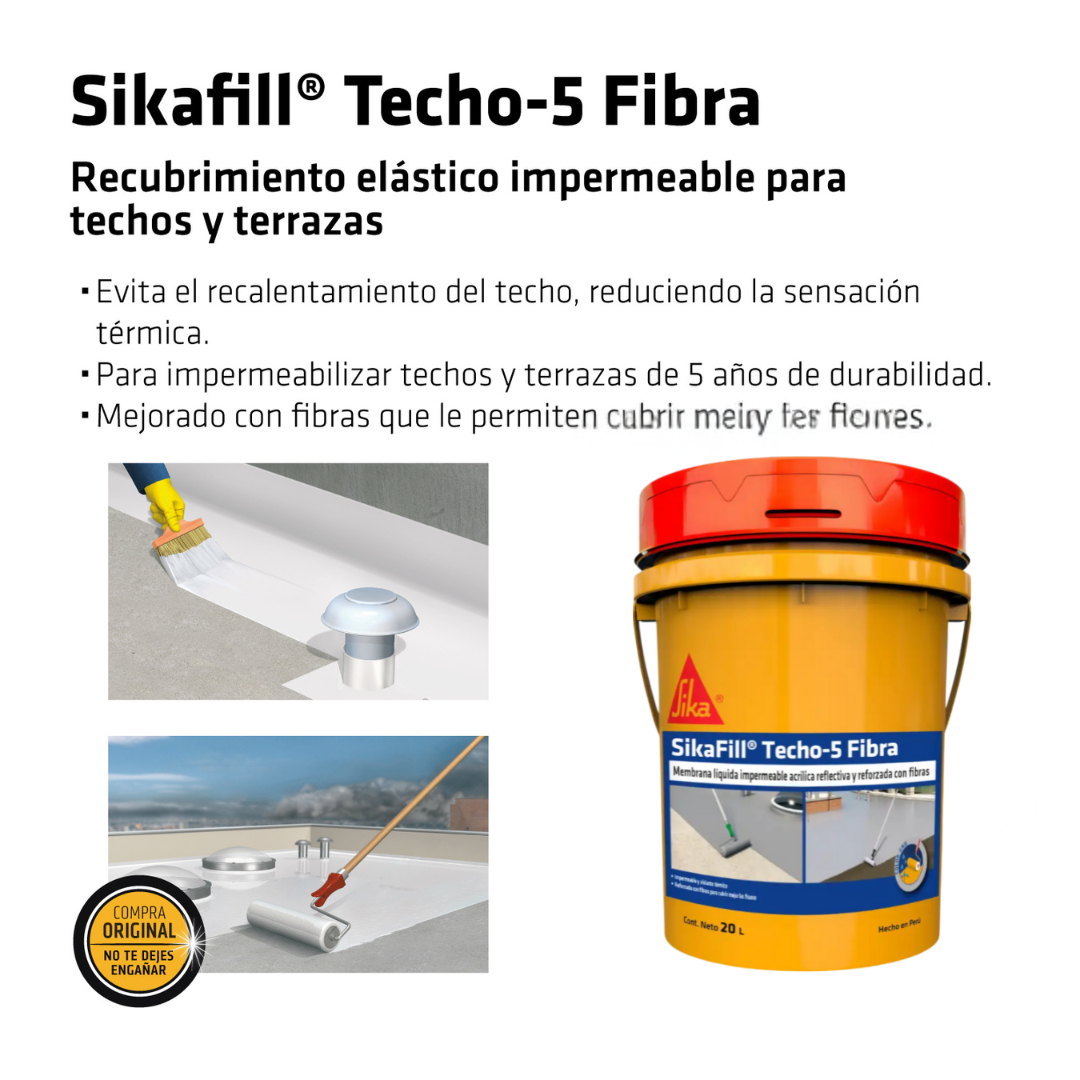 Membrana Impermeabilizante Sikafill® Techo-5 Fibra Gris x 20L