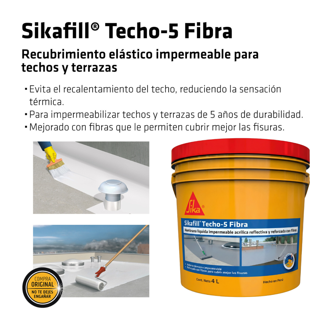 Membrana Impermeabilizante Sikafill® Techo-5 Fibra Gris x 4L
