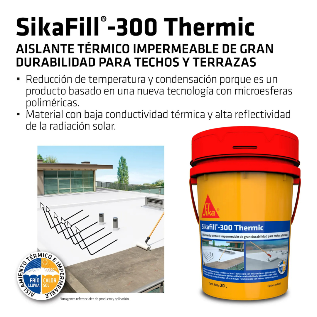 Impermeabilizante y Aislante Térmico de Techos SikaFill®-300 Thermic x 20L Blanco