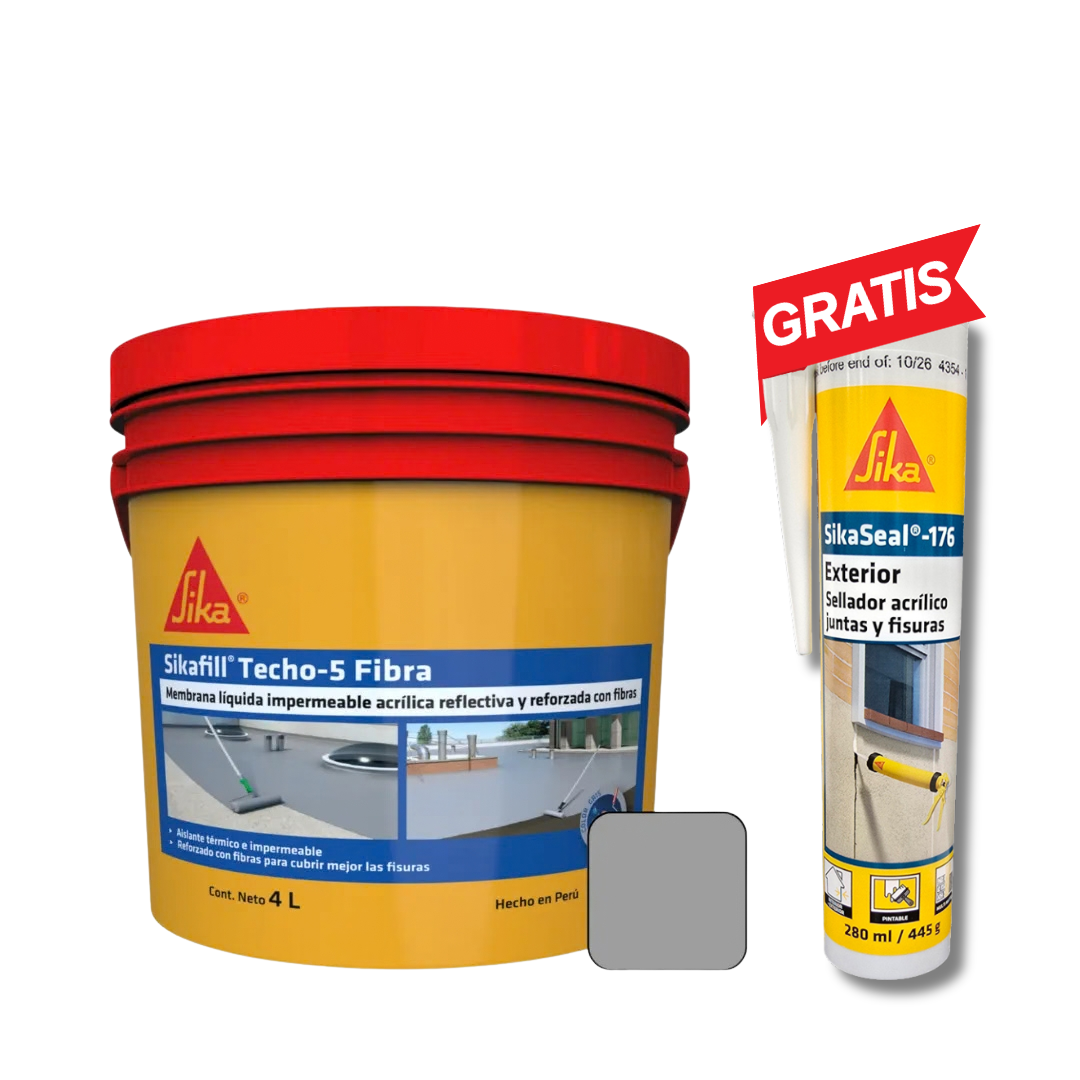 Impermeabilizante para Techos Sikafill® Techo-5 Gris x 4 L + GRATIS SikaSeal®-176