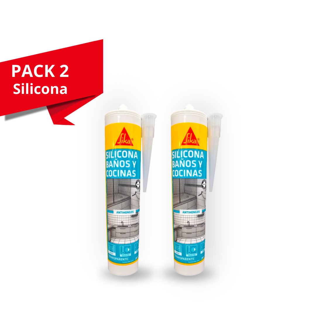 Pack de 2 Selladores de Silicona con fungicida para baños y cocina - Sika Seal®-133 Blanco