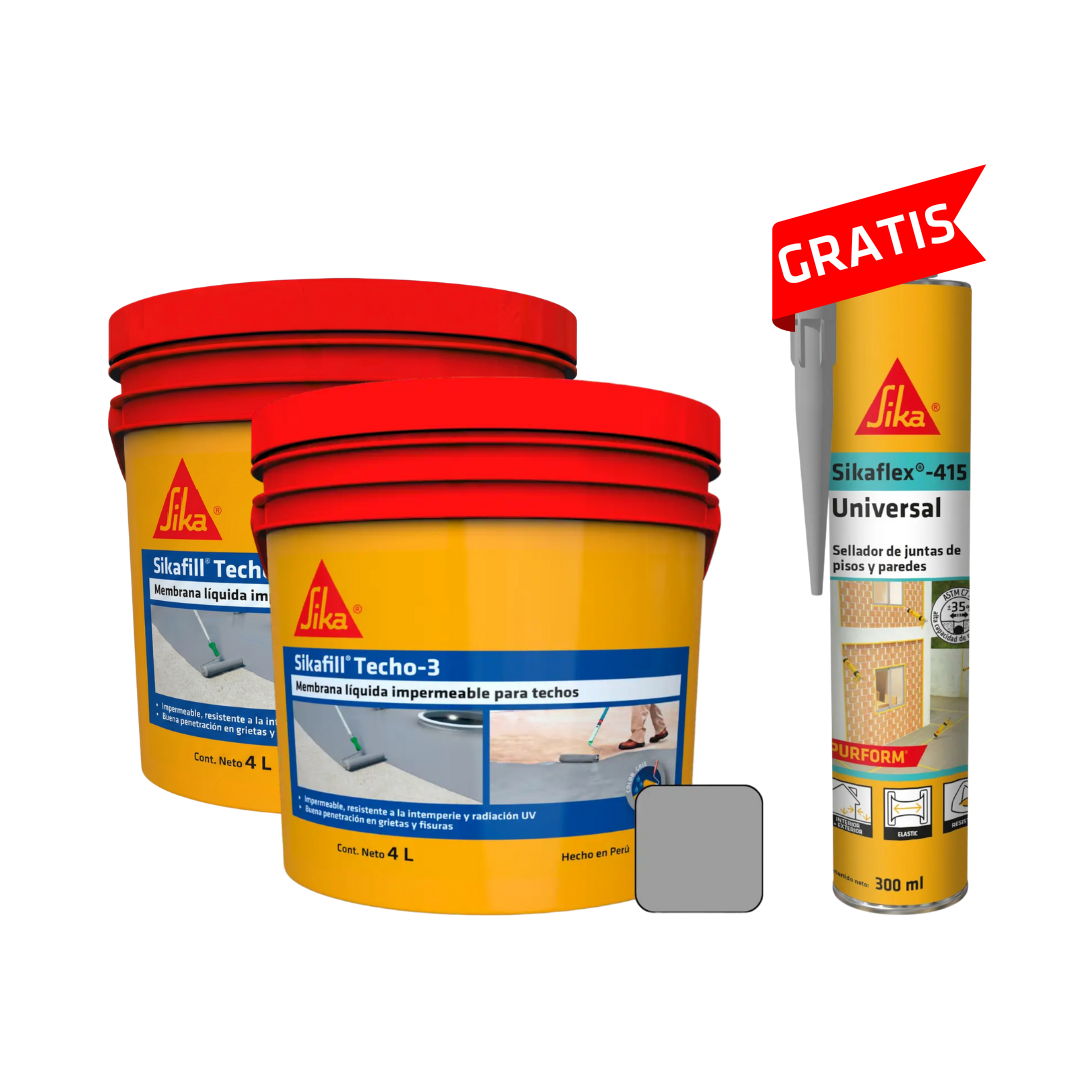 2 Impermeabilizante para techos Sikafill Techo 3 x 4L+Sikaflex 415 Gris