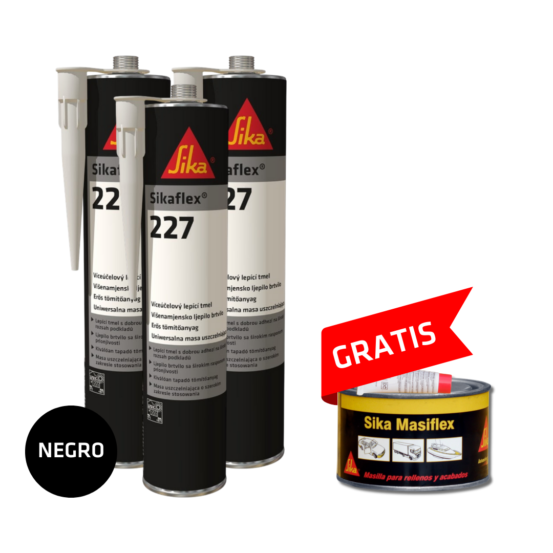 3UniSellador p/carrocerías Sikaflex-227Negro Gratis Masiflex 600gr