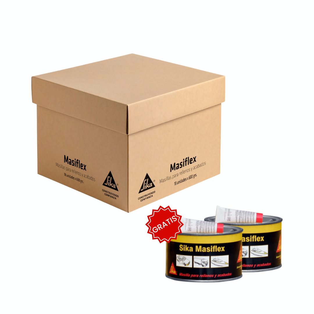 1Caja de Masilla para rellenos y acabados para autos Masiflex x 600gr+GRATIS 2 Masiflex