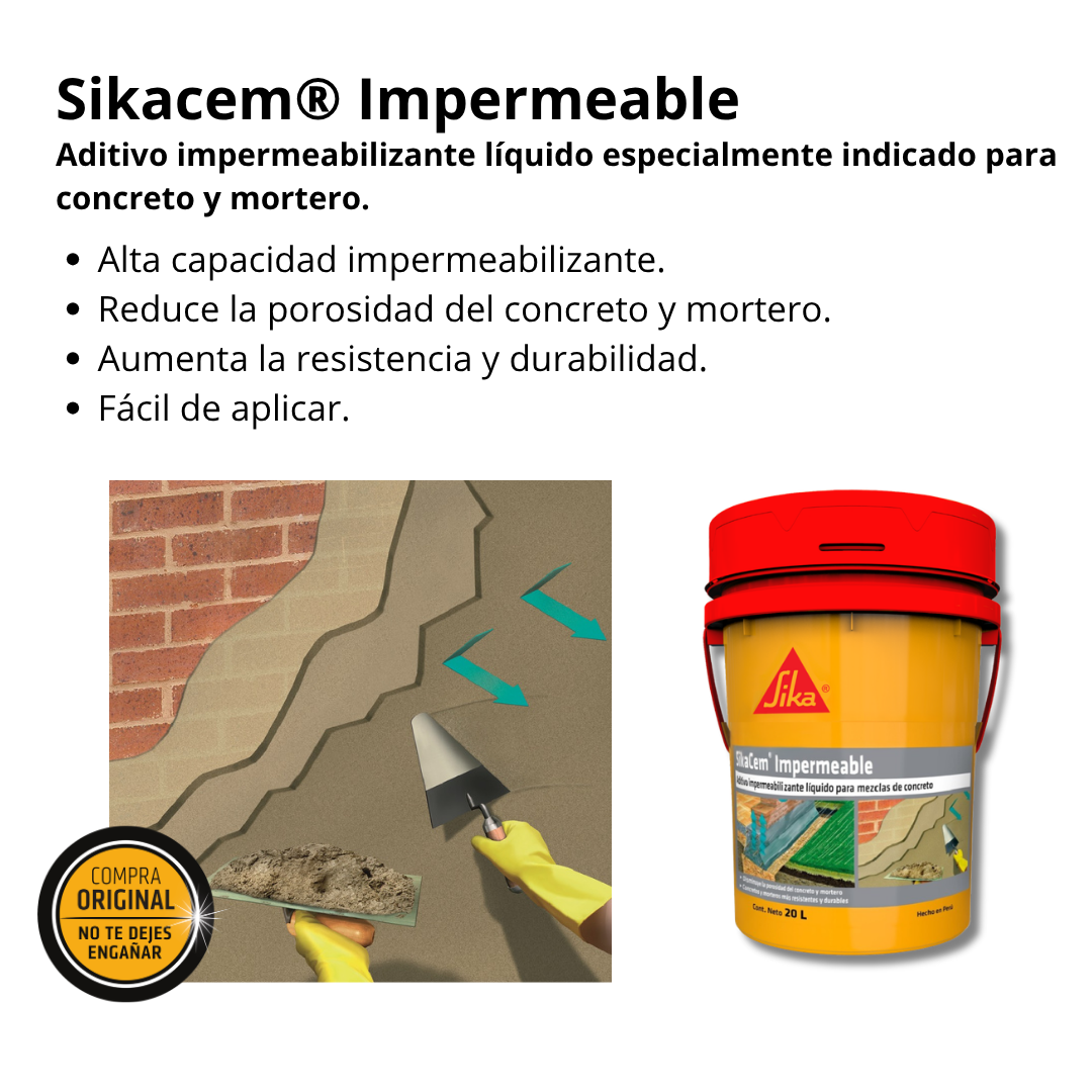 Impermeabilizante para mezclas Sika®Cem Impermeable x 20L