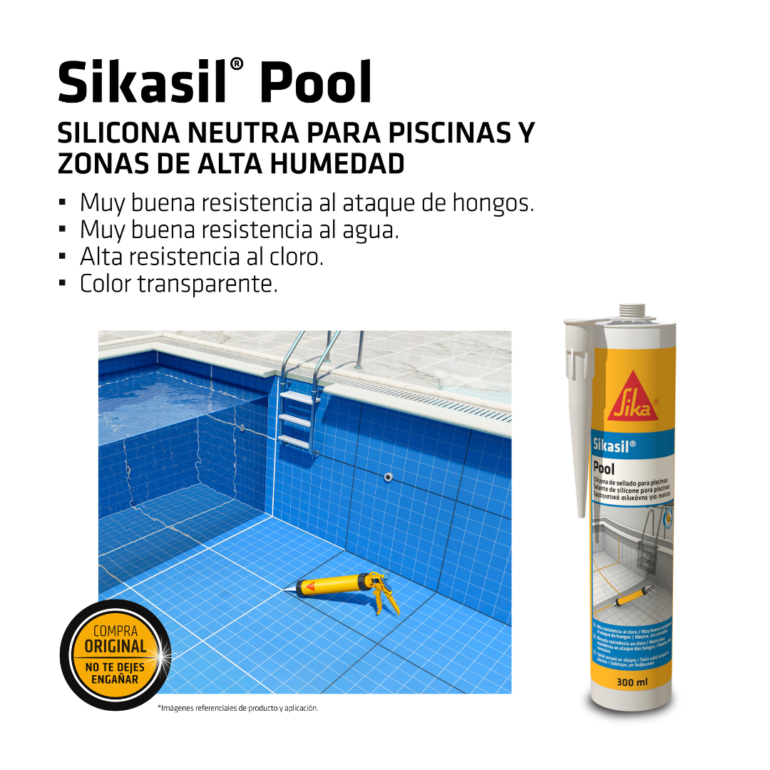 Silicona para piscinas Sikasil®Pool x300ml Gratis Pistola Calafateo