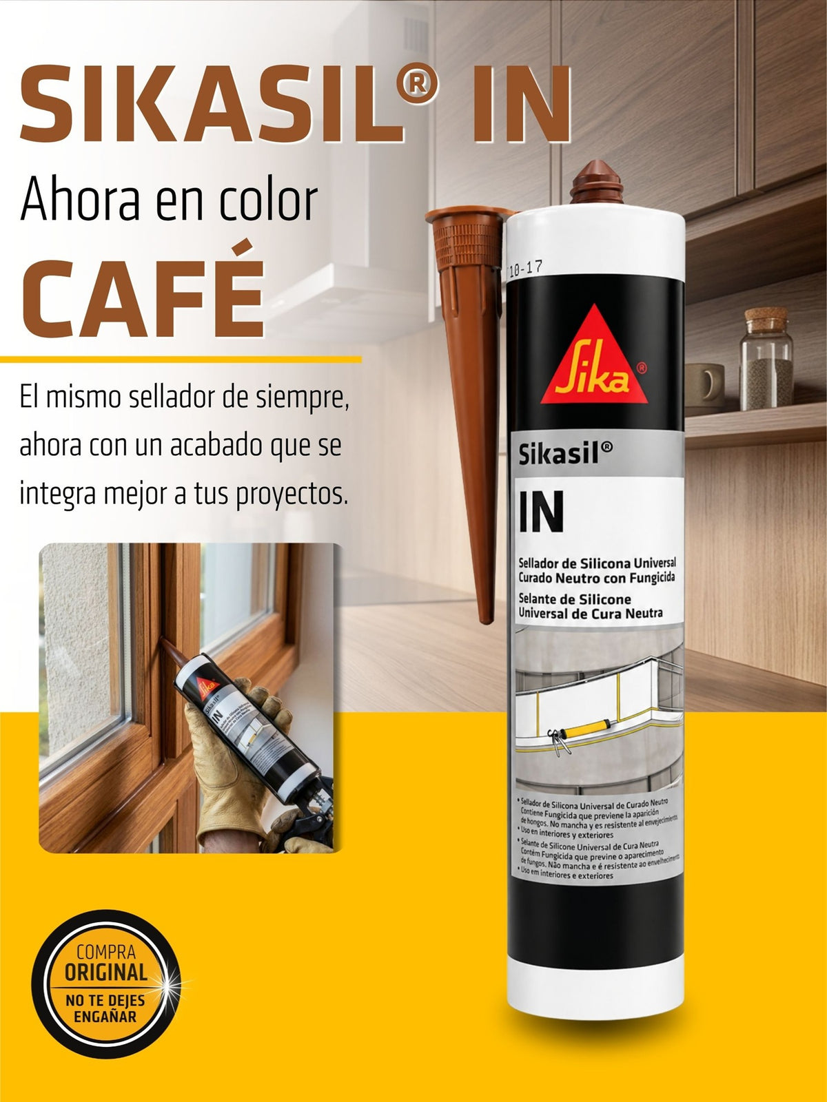 Silicona Neutra con Fungicidas Sikasil IN Café x 280ml