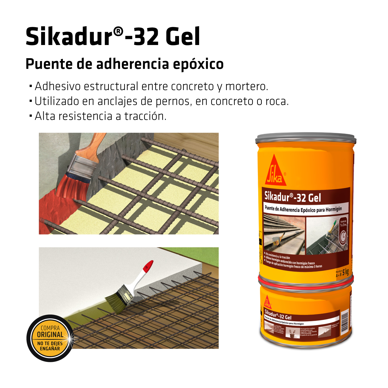 Adhesivo Epóxico para unir Concreto Sikadur®-32 Gel x 5Kg