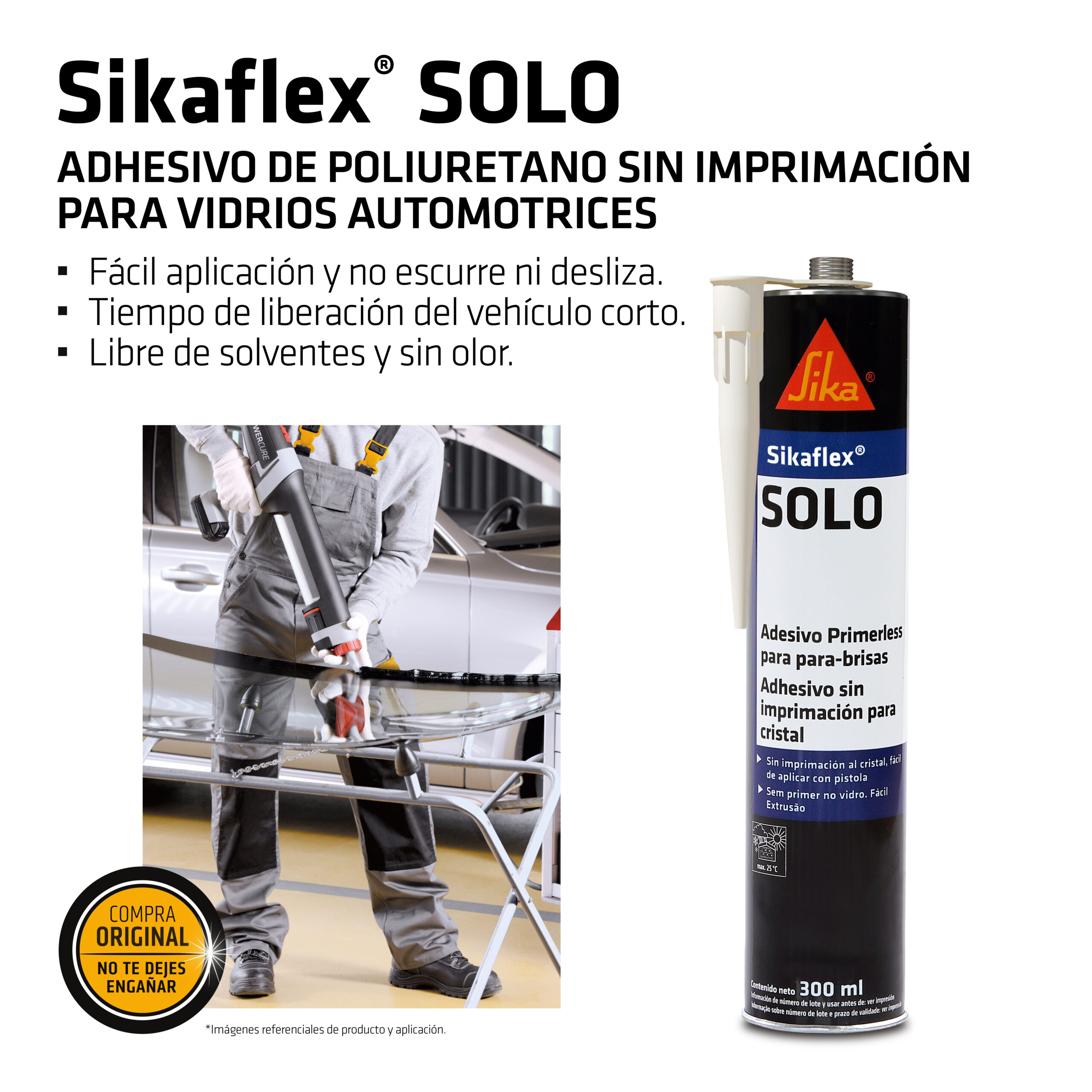 Adhesivo para Parabrisas Sikaflex® SOLO - Negro x 600 ml