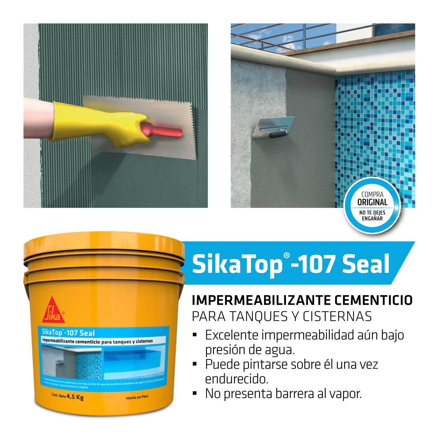 Mortero Impermeable SikaTop®-107 Seal PER x 18Kg