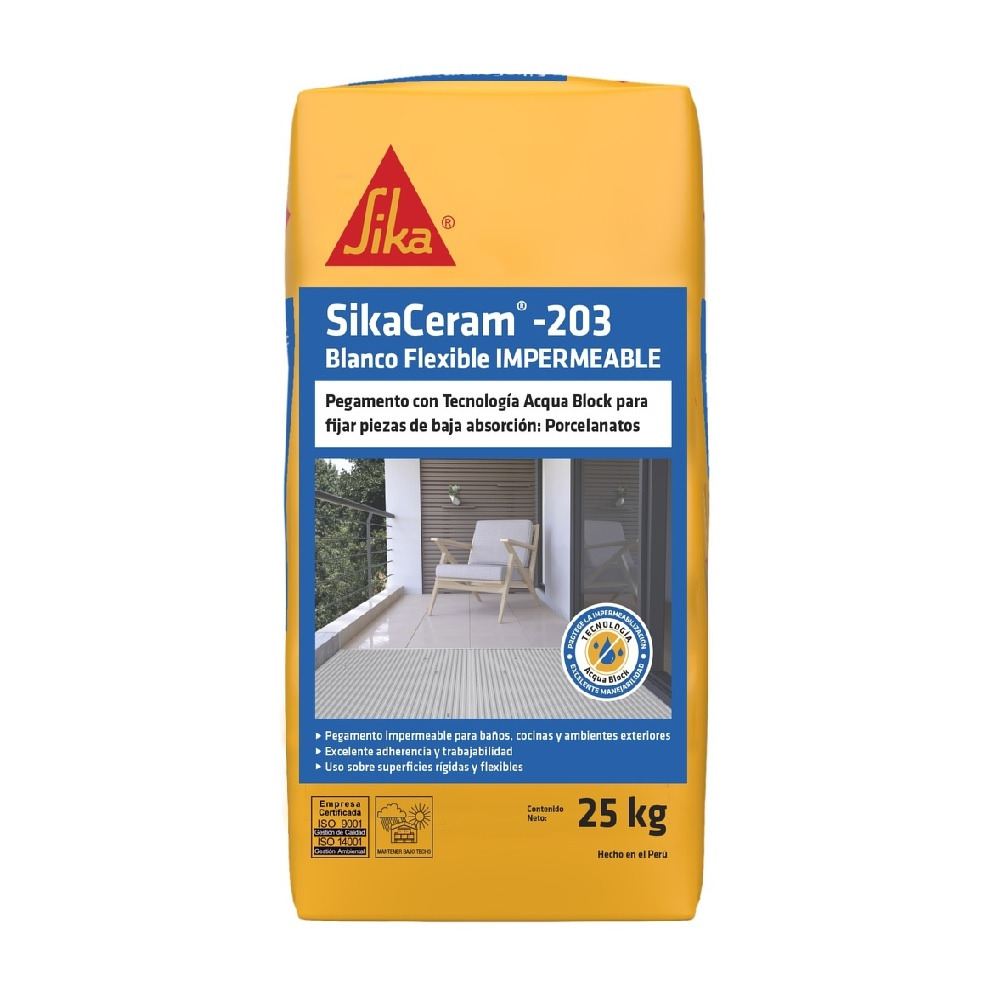 SikaCeram® - 203 Blanco Flexible Impermeable x 25Kg