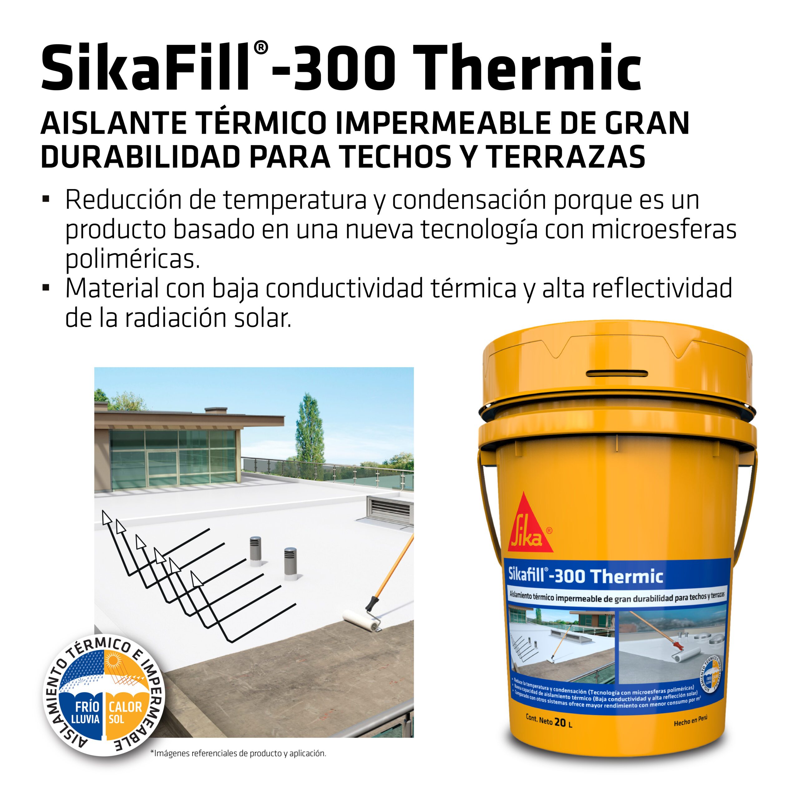 Impermeabilizante y Aislante Térmico de Techos SikaFill®-300 Thermic x 20L Blanco