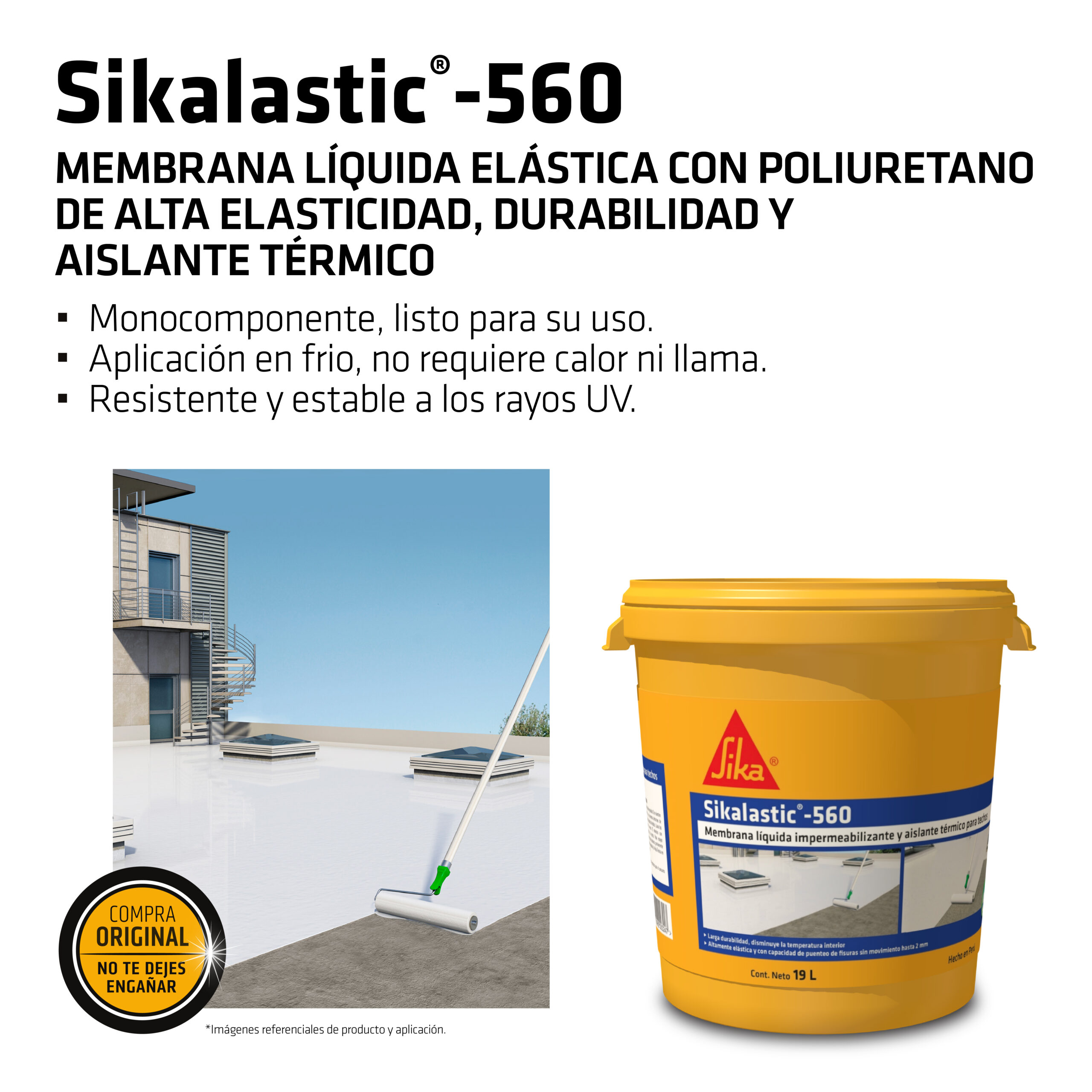 Membrana Líquida Impermeable con Poliuretano Sikalastic®-560 x 19L Blanco