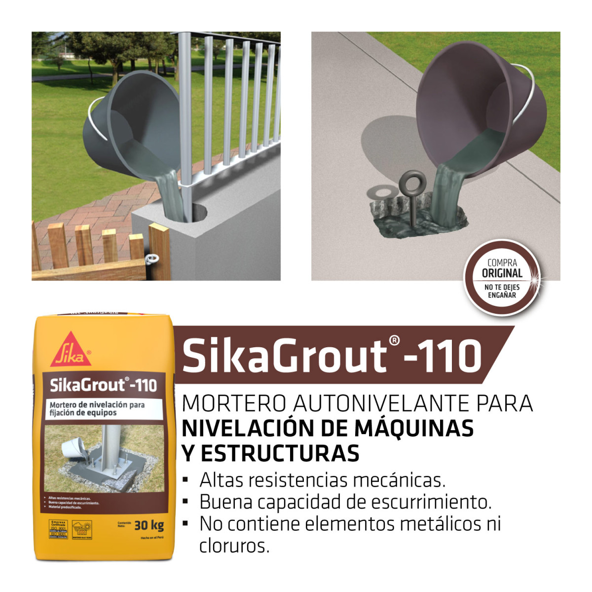 Mortero Autonivelante Predosificado SikaGrout®-110 x 30Kg