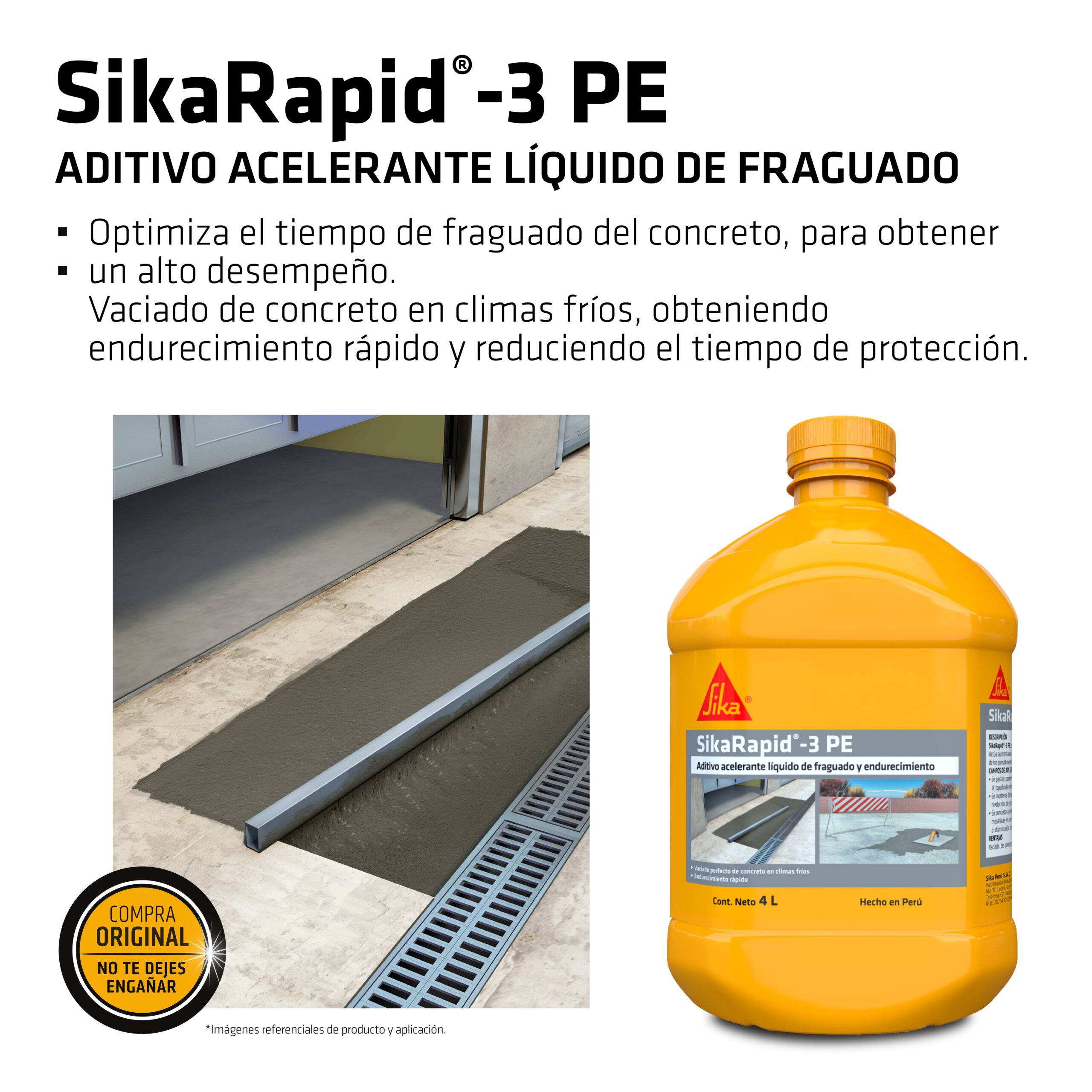 Acelerante de Fraguado para Concreto SikaRapid®-3 PE x 4L