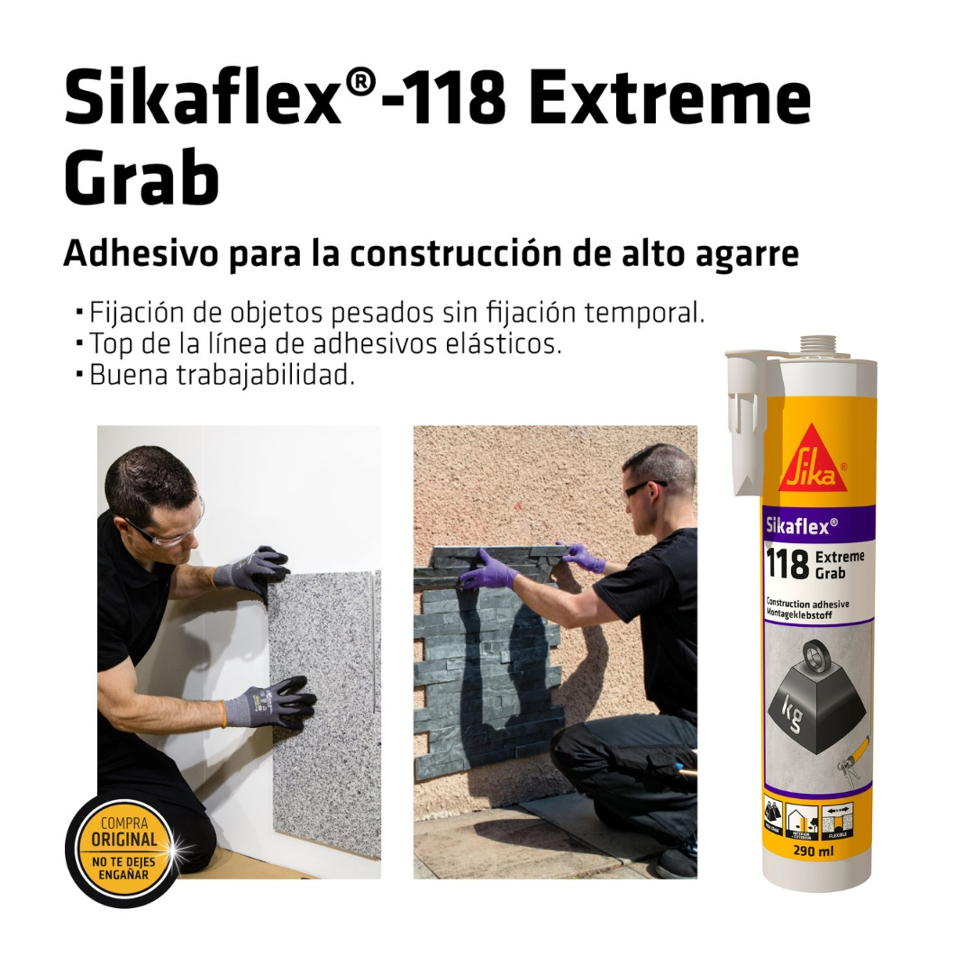 Adhesivo Elástico de Alto Agarre Inicial Sikaflex®-118 Extreme Grab x 290 ml