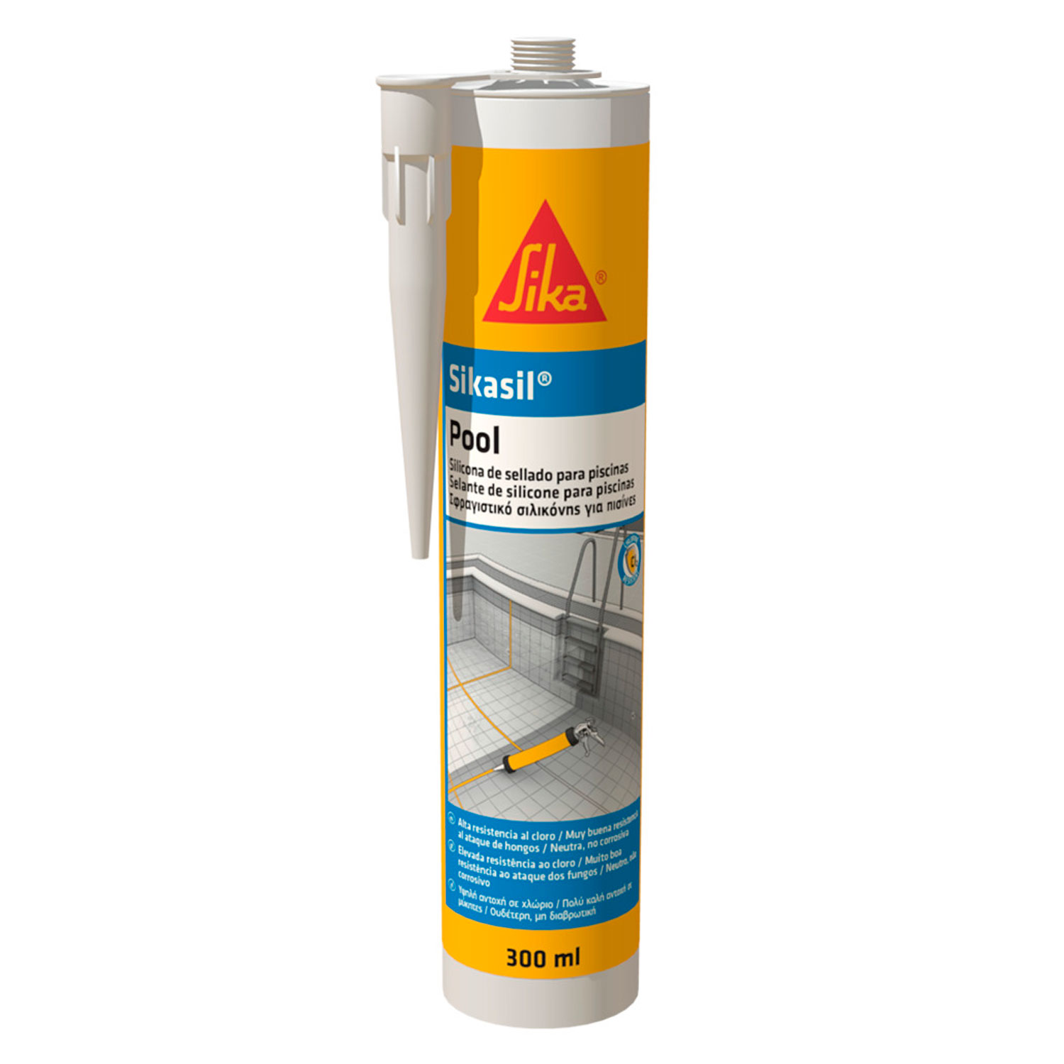 Silicona para Piscinas y zonas húmedas Sikasil® Pool Transparente x 300 ml