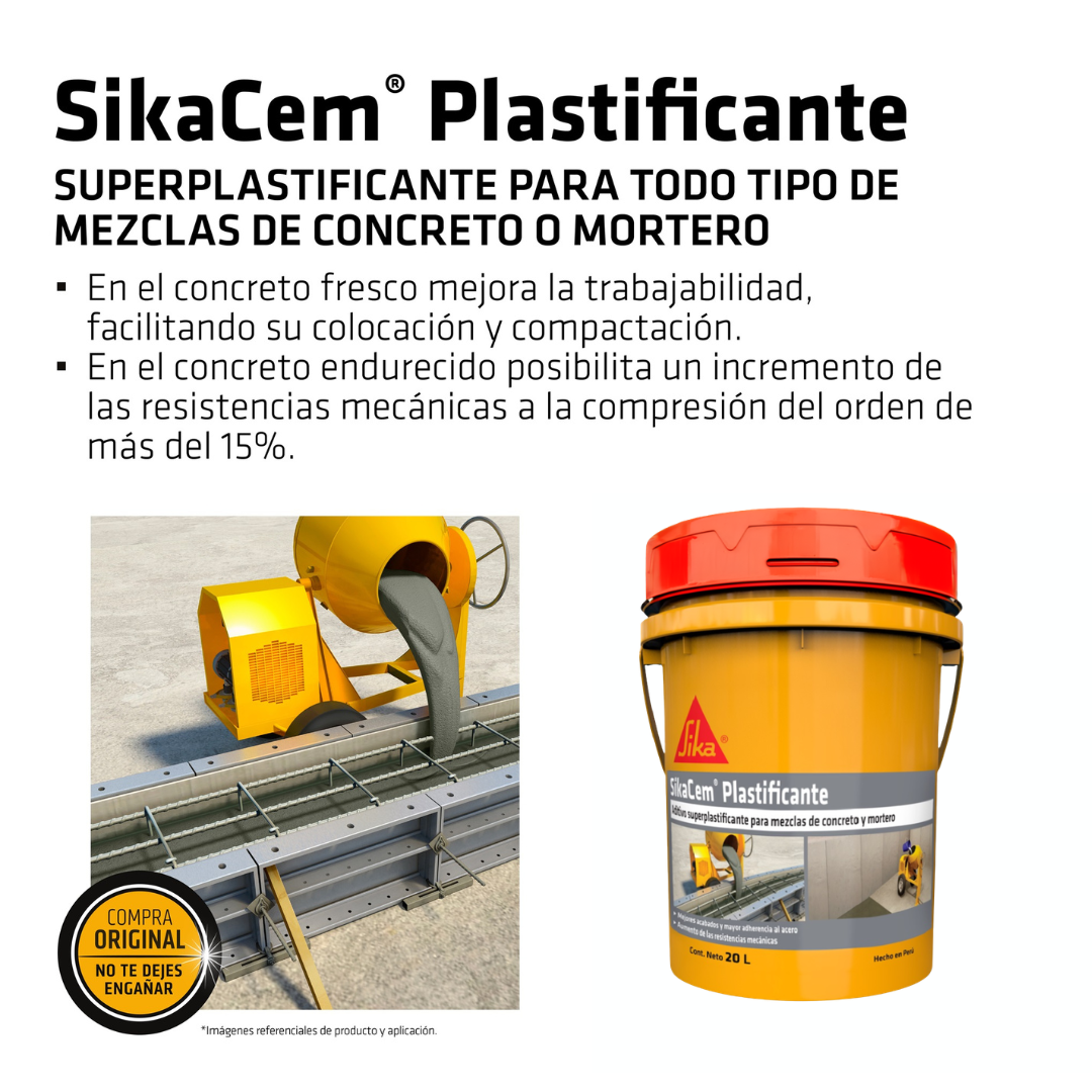 Aditivo Plastificante-Reductor de agua SikaCem®Plastificante x20L