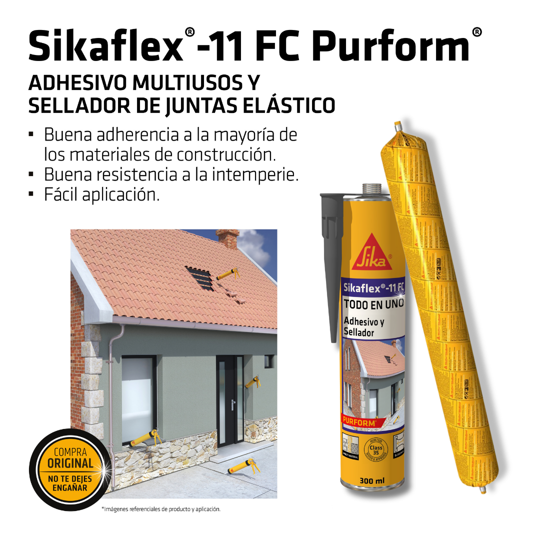 Tripack Adhesivo y Sellador Sikaflex®-11 FC Purform® Gris x 300 ml Gratis Sikabond 123