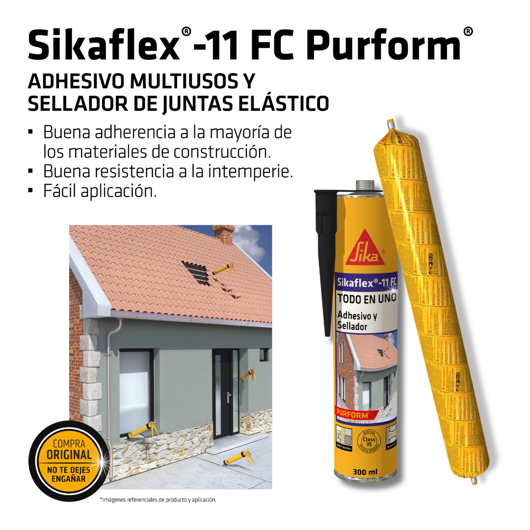 Pack 2 Adhesivo y Sellador Sikaflex®-11 FC Purform® Negro x 300 ml Gratis Sikabond 123
